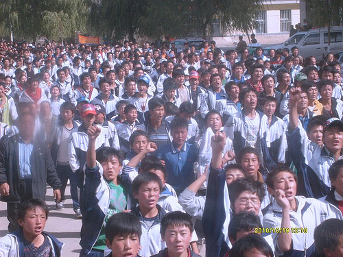 Tibetan students in Rebkong, Tibet