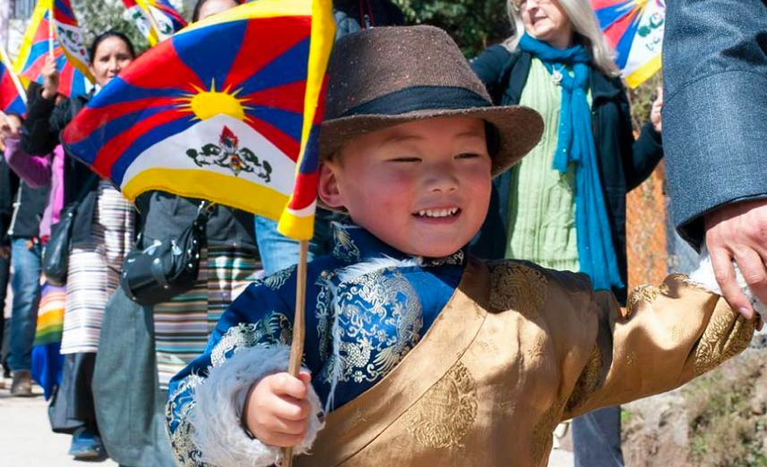 Child with a Tibetan Flag